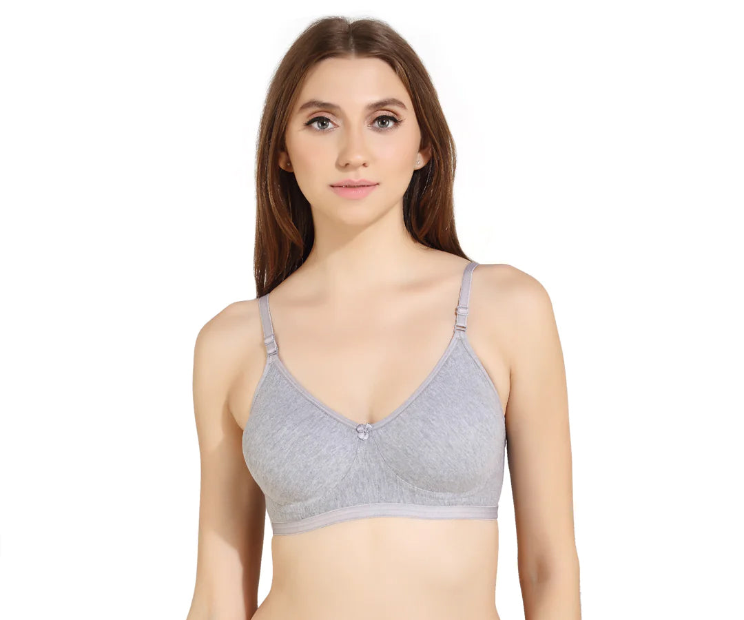 Melange Ethnic Style Melange Cotton Rich Seamless Women's Bra, Non Wired, Non Padded