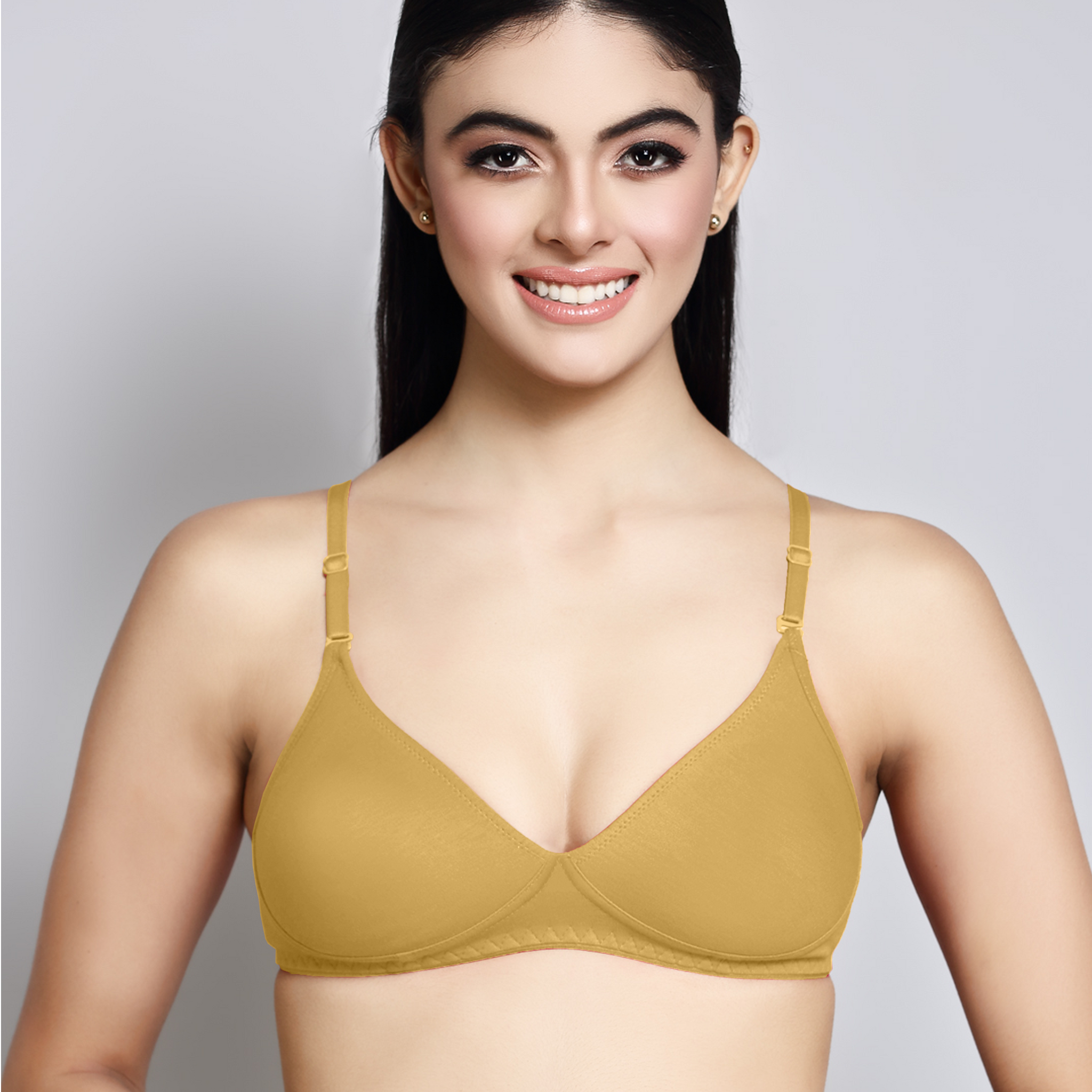 V Shape Classic Cotton Rich Seamless Women's Bra, Non Wired, Non Padded