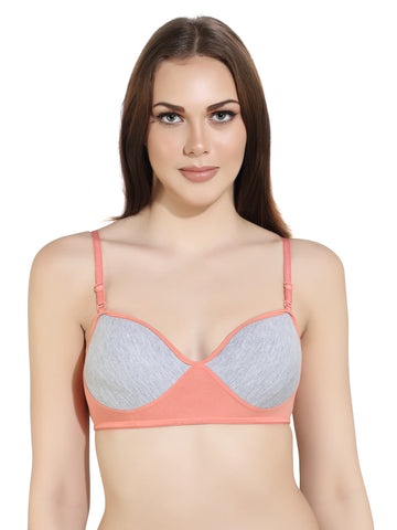 Modern Style Cotton Rich Seamless Moulded Women's Bra, Non Wired, Non Padded