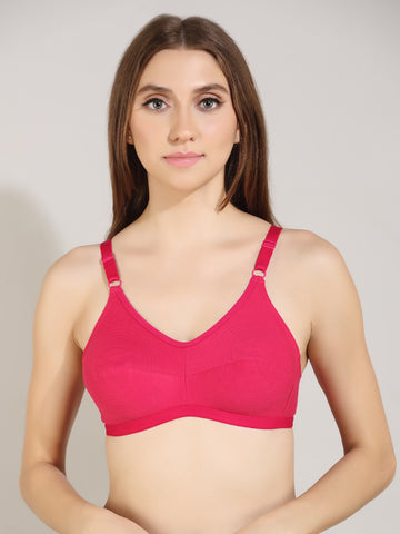 Round Stitch Classic Cotton Rich Seamed Women's Bra, Non Wired, Non Padded