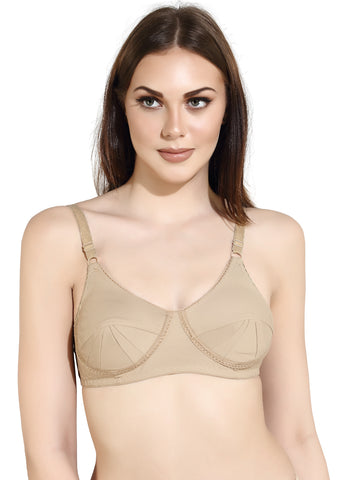 Saree Mate Cotton Rich Seamed Women's Bra, Non Wired, Non Padded